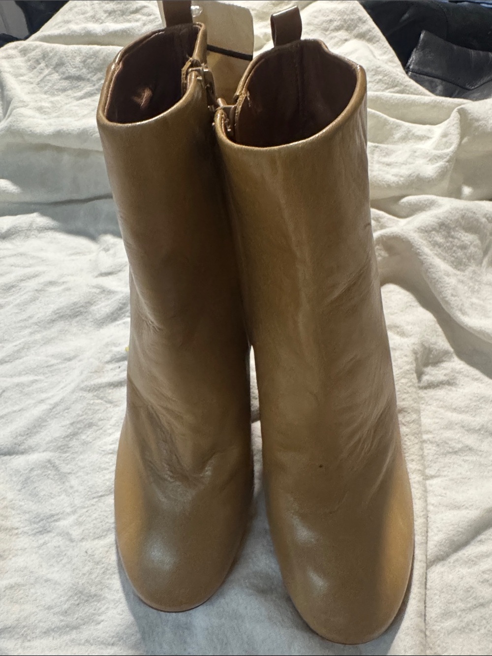 Tory Burch Camel Leather Ankle Booties